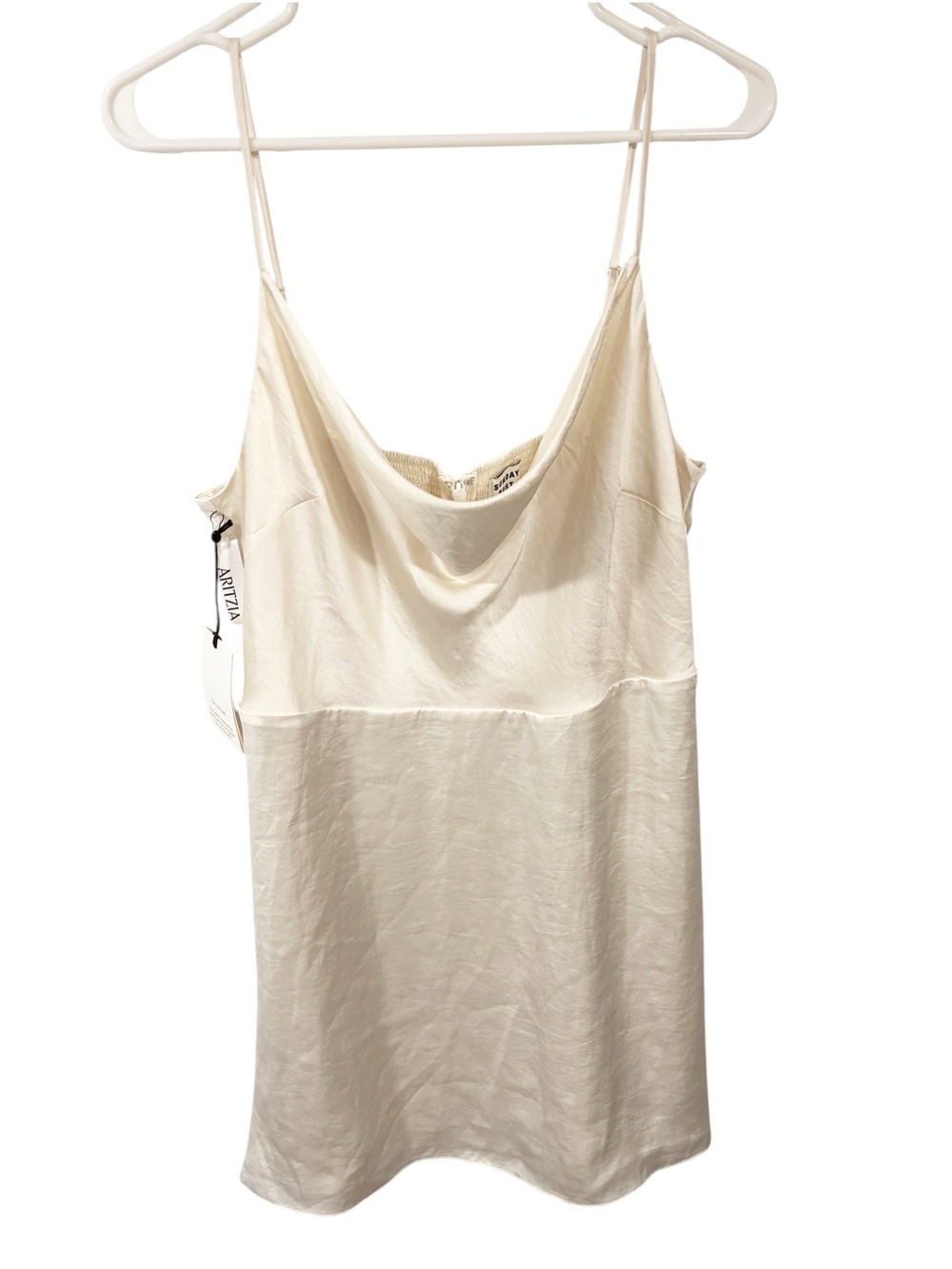 Aritzia Sunday Best Ivory Spencer Satin Cowl Neck Mini Dress Size XL NEW